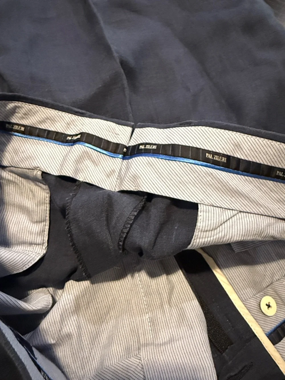 Pal Zileri Navy Linen Dress Trousers Italian 52